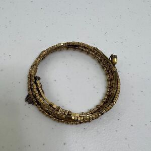 Stella and Dot Celine Bracelet Gold Beaded Wrap Around Bangle Tassel Textured Us